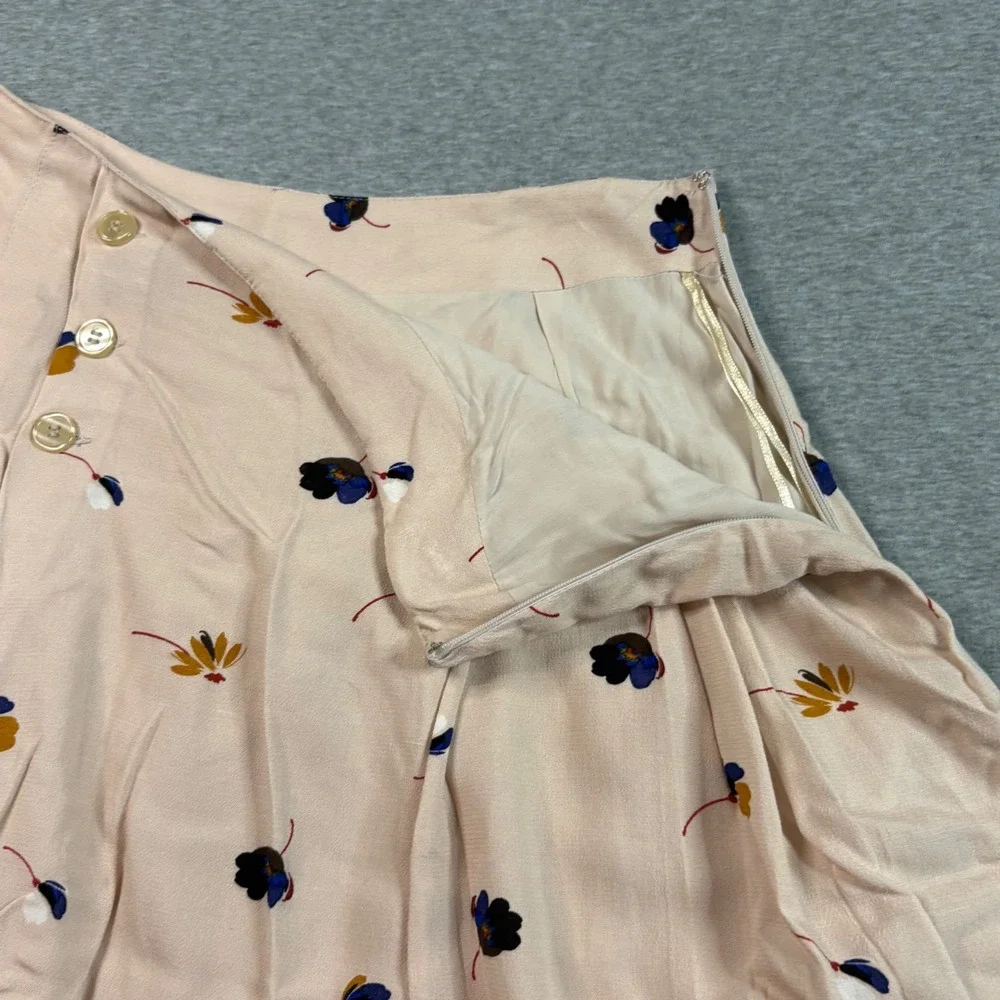 Free People Floral Pleated Mini Skort Blush Pink Button Front Boho Cottagecore